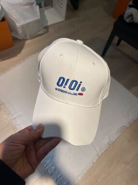 0101 White Baseball Cap with Blue Embroidery